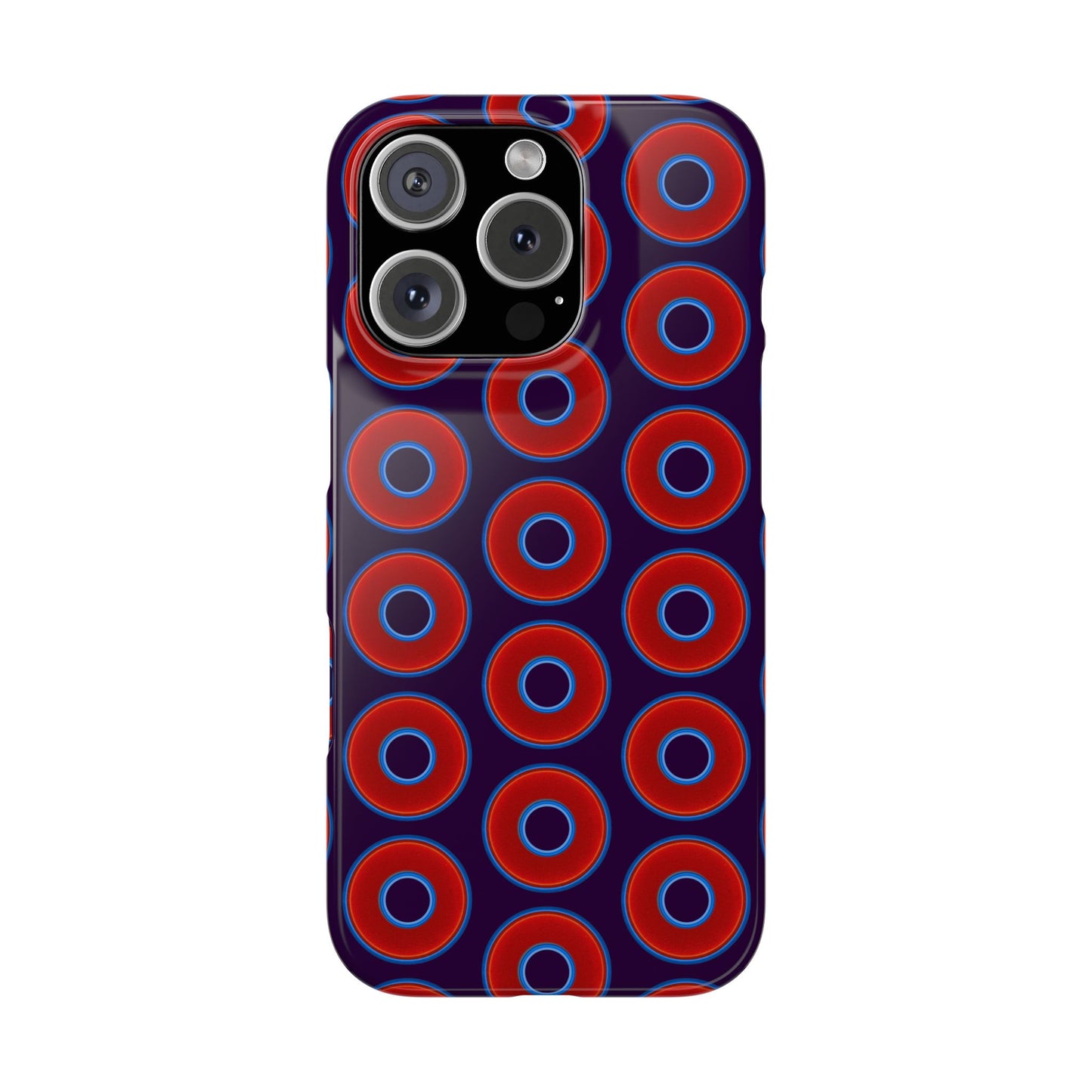 Lumpy Donut Snap Case - red vivid donut print w/midnight purple background