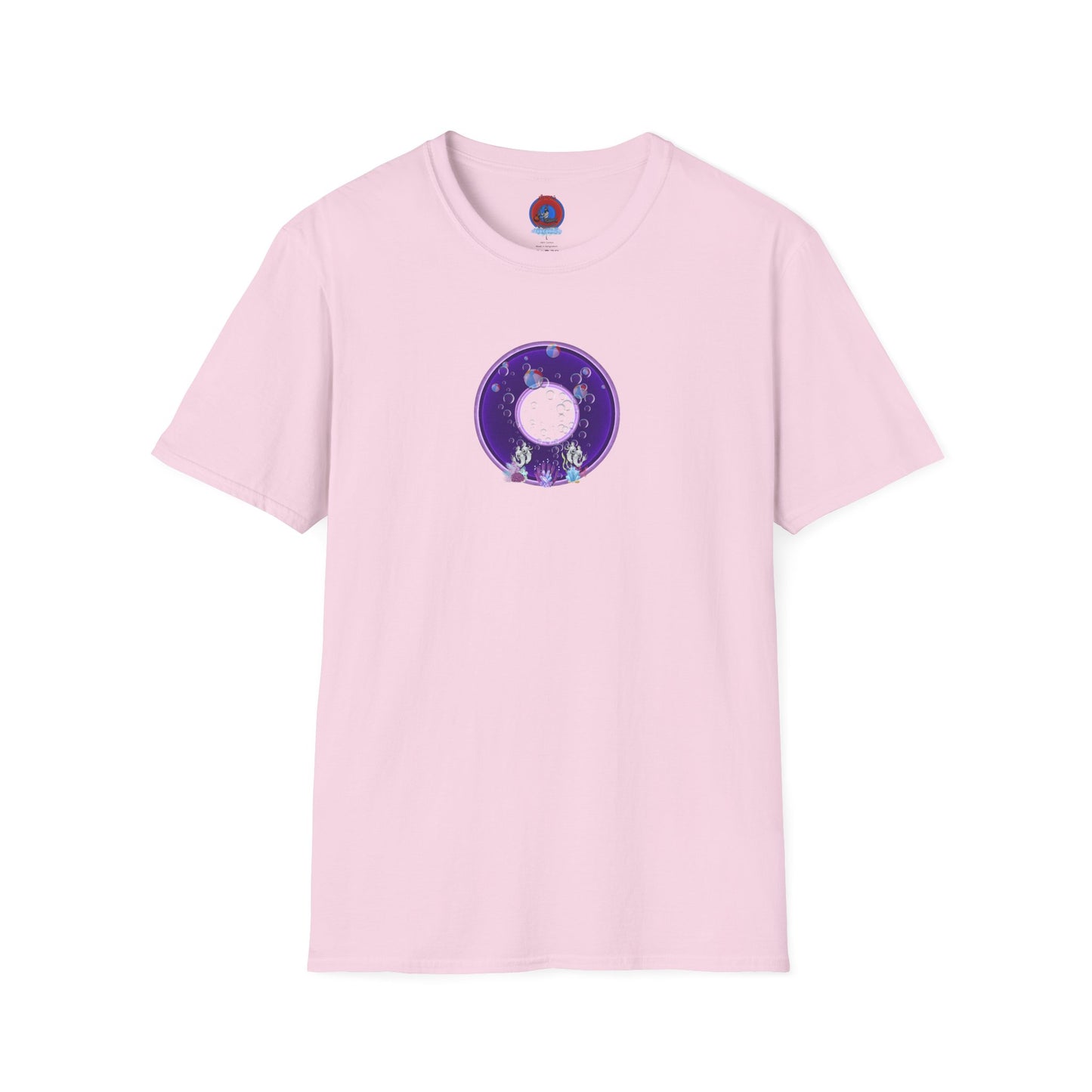 Classic Donut Tee - Unisex Soft-Style - "Sure That Sirens Made This Donut For Me" - vivid dark purple/light purple donut