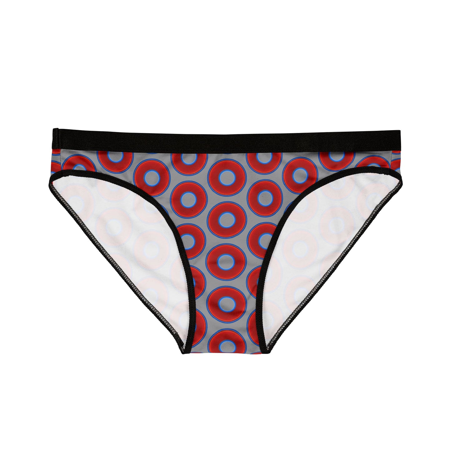 Lumpy Donut Underwear - vivid red donut print w/gray background