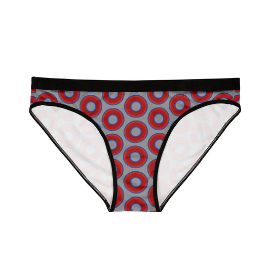 Lumpy Donut Underwear - vivid red donut print w/gray background