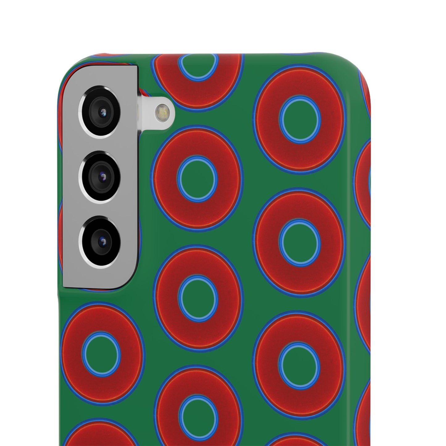 Lumpy Donut Snap Case - red vivid donut print w/green background
