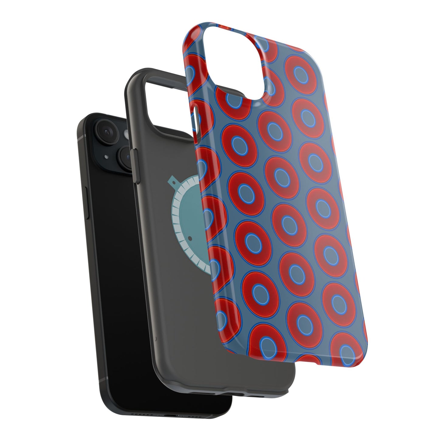 Magnetic Tough Donut Case - red vivid donut print w/steel blue background