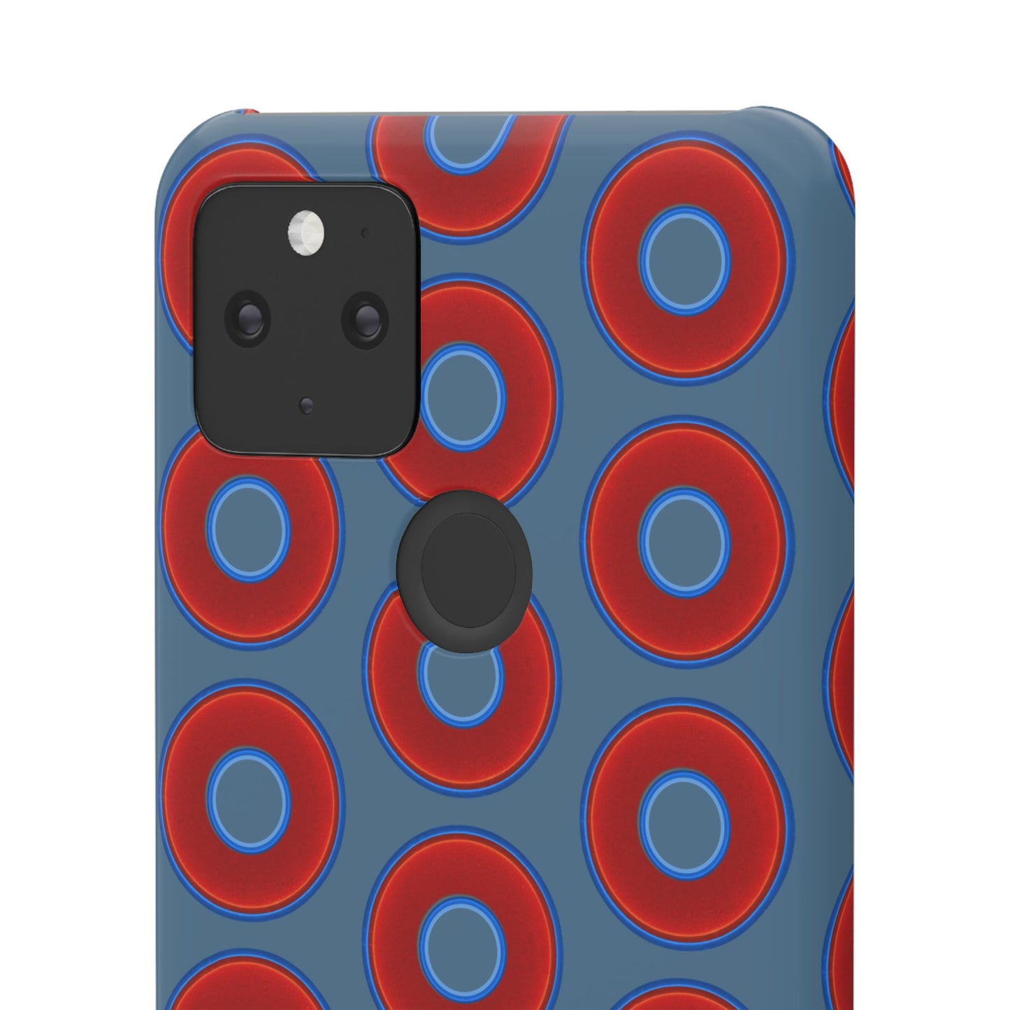 Lumpy Donut Snap Case - red vivid donut print w/steel blue background
