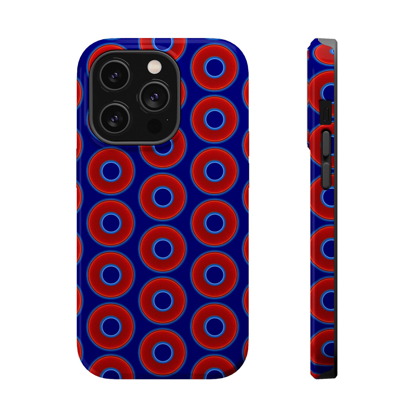 Magnetic Tough Donut Case - red vivid donut print w/vivid navy blue background