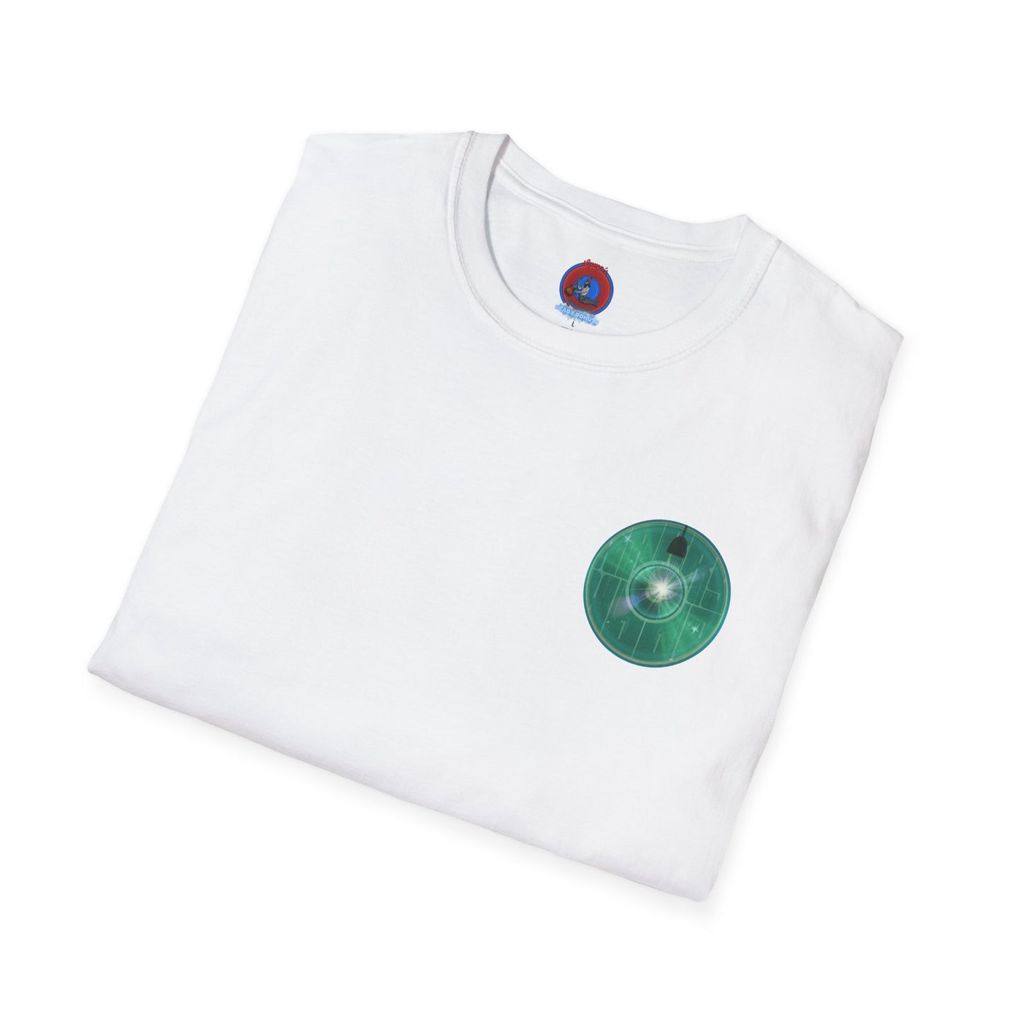 Classic Donut Tee - Unisex Soft-Style - "Harry's Hoodlum Donut" - series 1.0  - variant 4 - lights on/green donut(s)