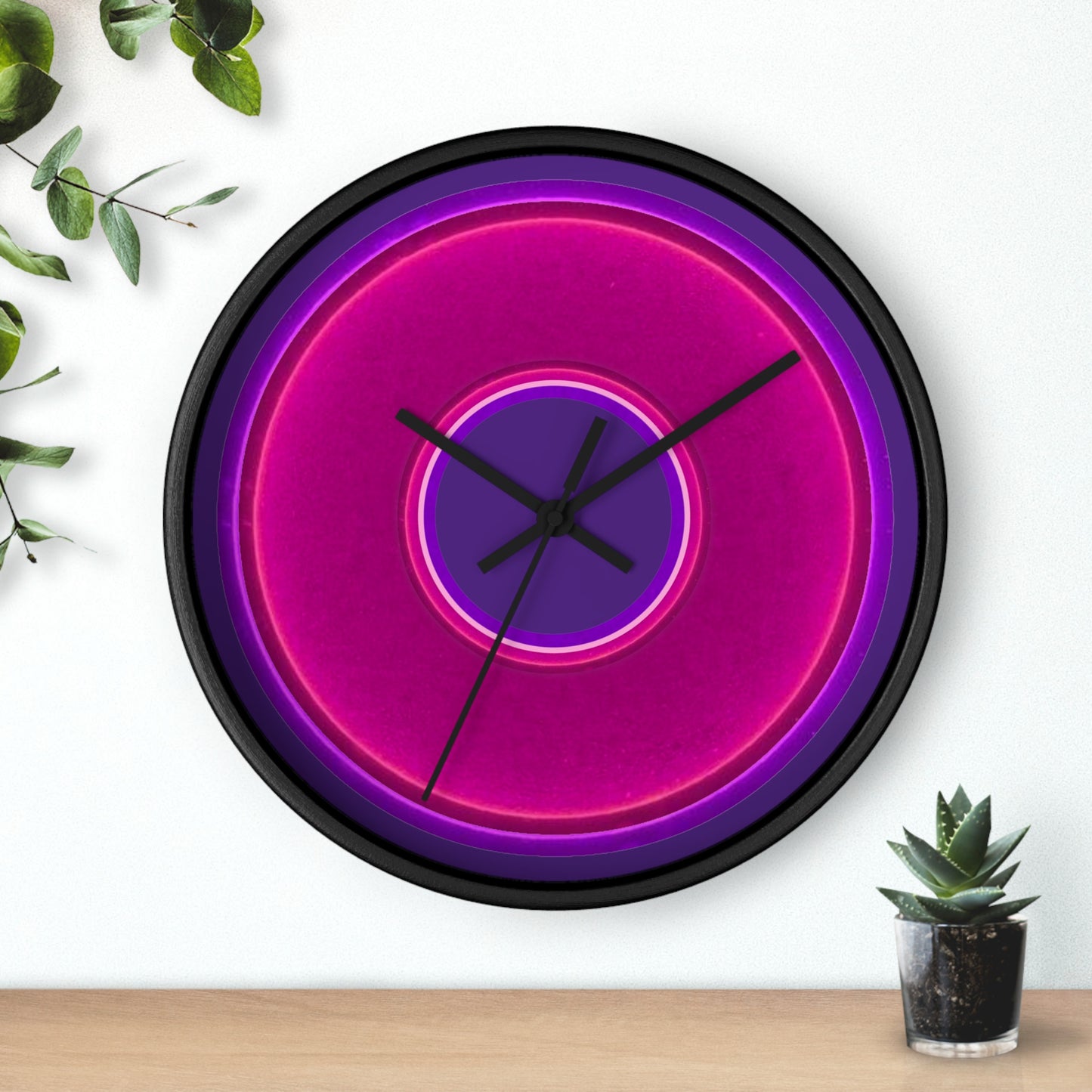 Lumpy Wall Clock - magenta vivid donut - variant 2 - w/dark purple background