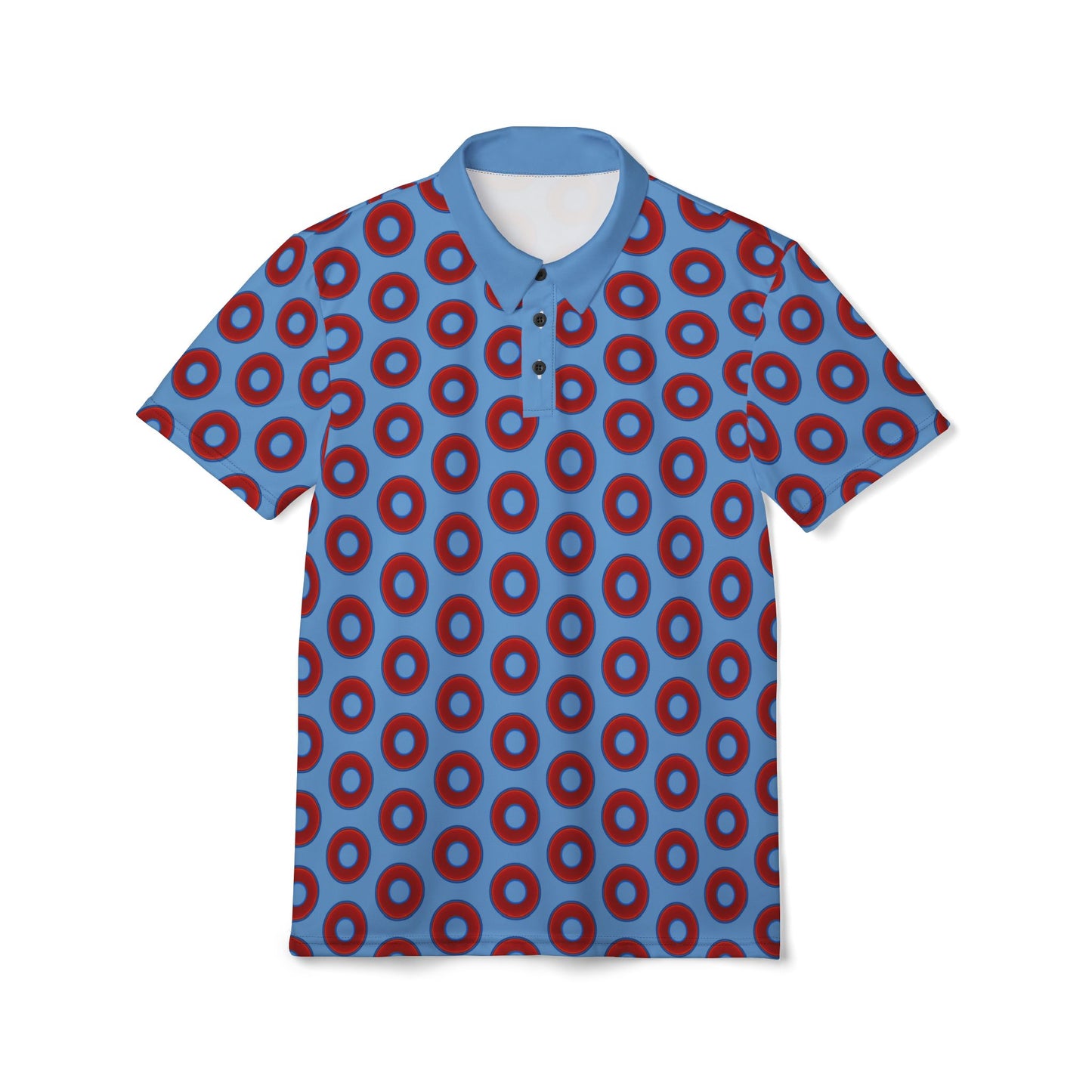 AOP Donut Polo - vivid donut print w/light blue background [unisex]
