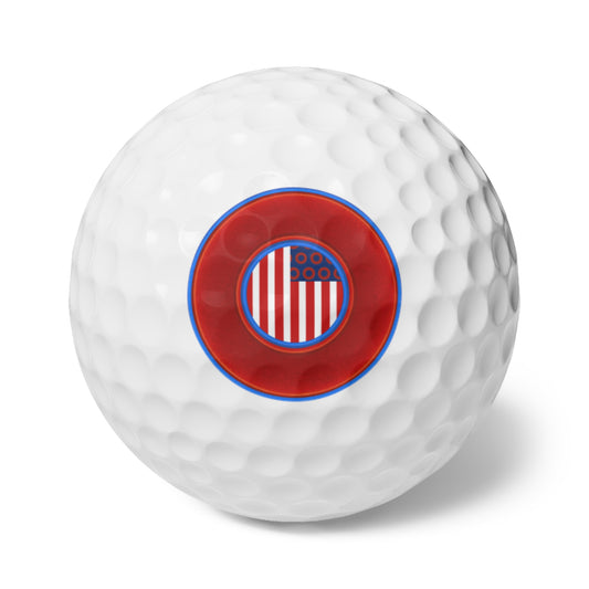 Lumpy Donut Golf Balls - 6-pack - "One Indivisible Donut" - vivid red/blue donut - variant 1
