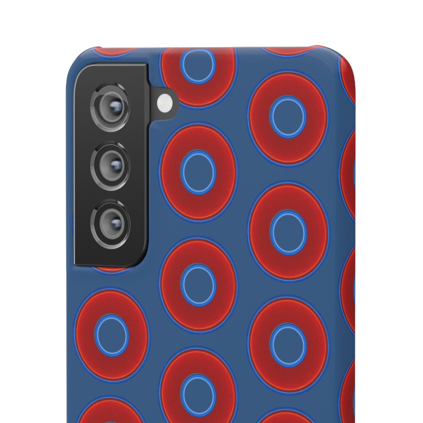 Lumpy Donut Snap Case - red vivid donut print w/light navy blue background