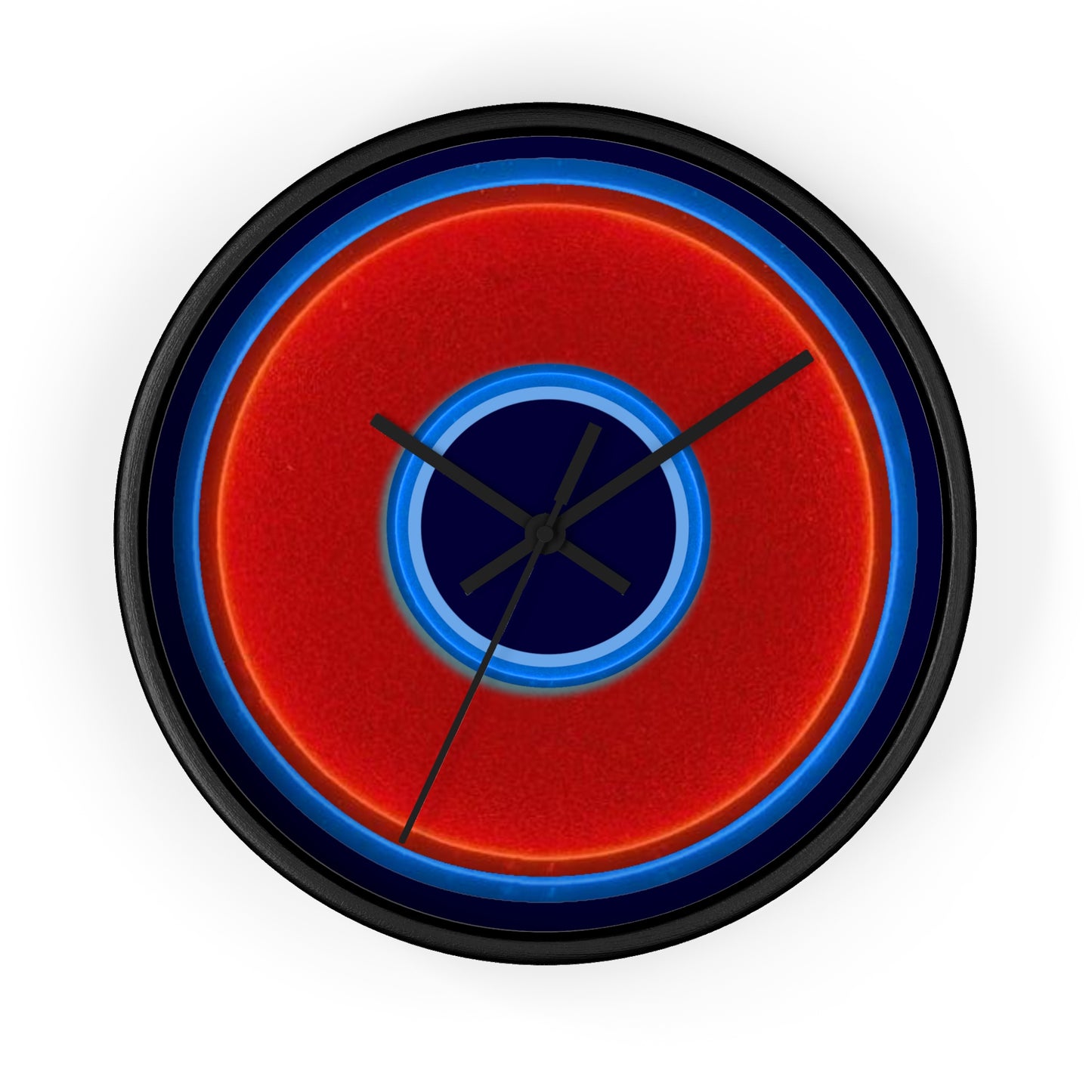 Lumpy Wall Clock - red vivid donut - variant 3 w/midnight blue background