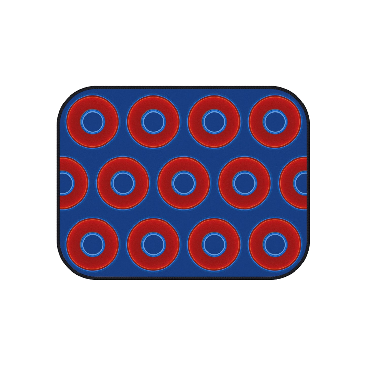 Contacted Car Mats - vivid donut print w/dark blue background