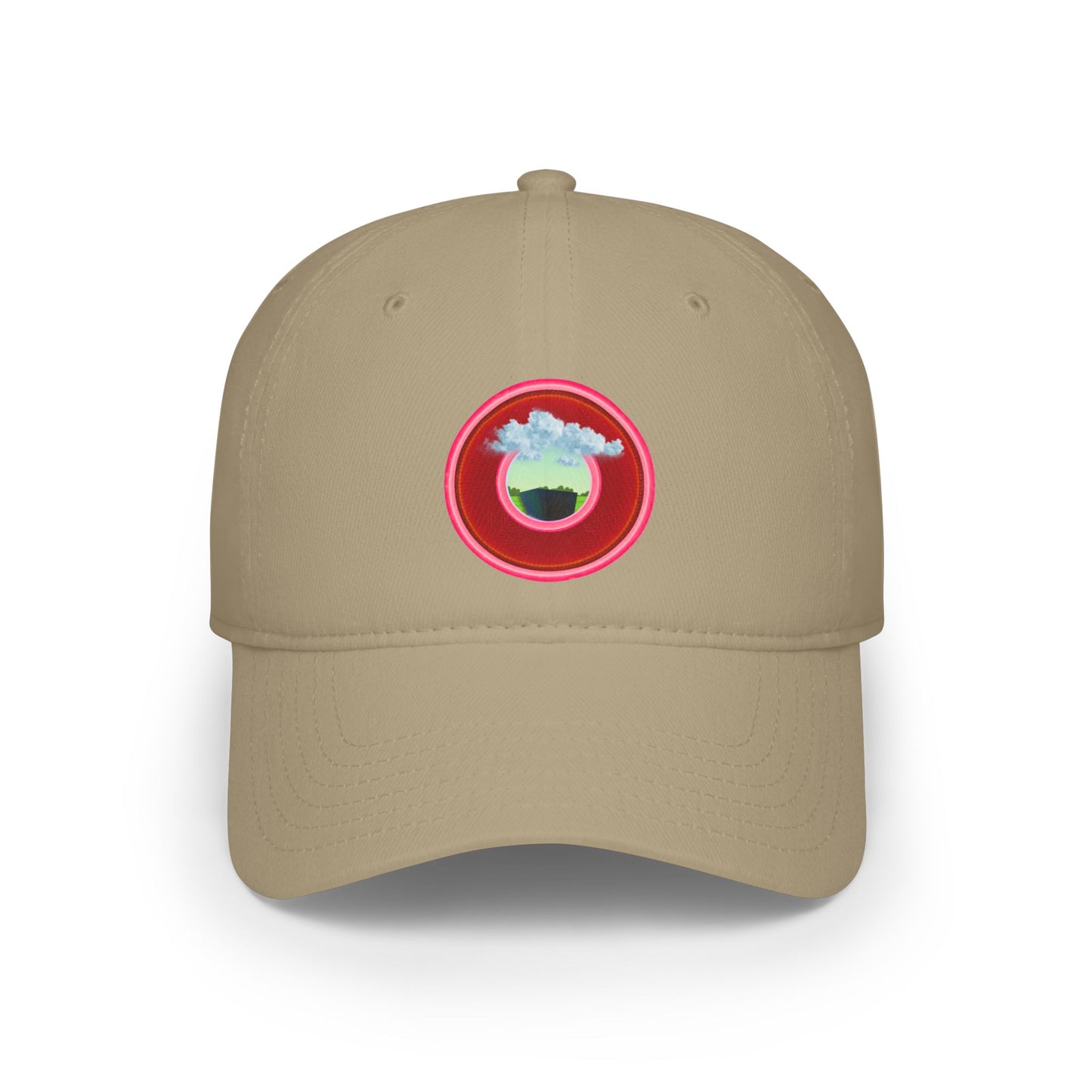 Lumpy Donut Baseball Cap - "Got Rhombus?" - variant 4 - rustic red donut w/