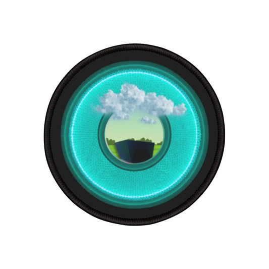 Iron-On Donut Patch - "Got Rhombus Donut Patches?" - rustic turquoise/dark teal donut - variant 5