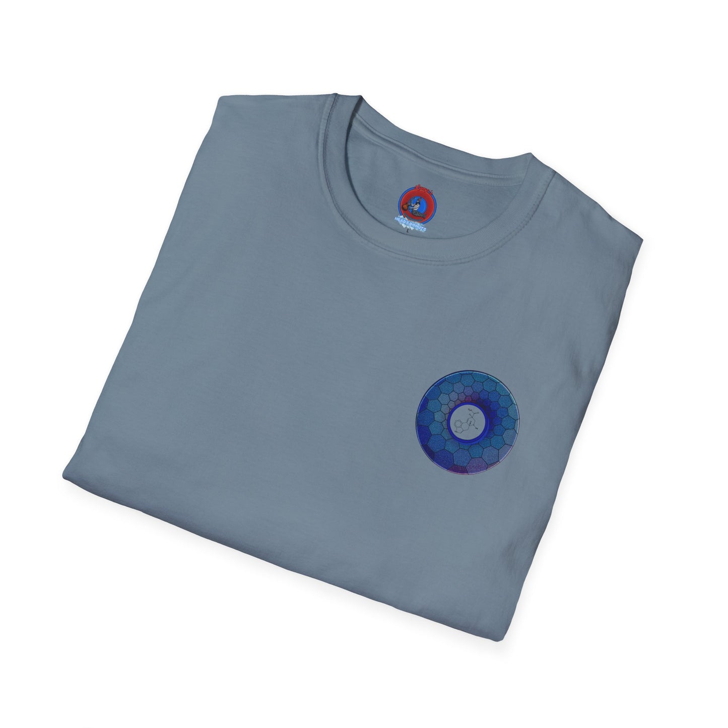 Classic Donut Tee - Unisex Soft-Style - "Dr. Albert Hofmann's Favorite Donut" - series 1.0  - variant 2 - blue hexadonut