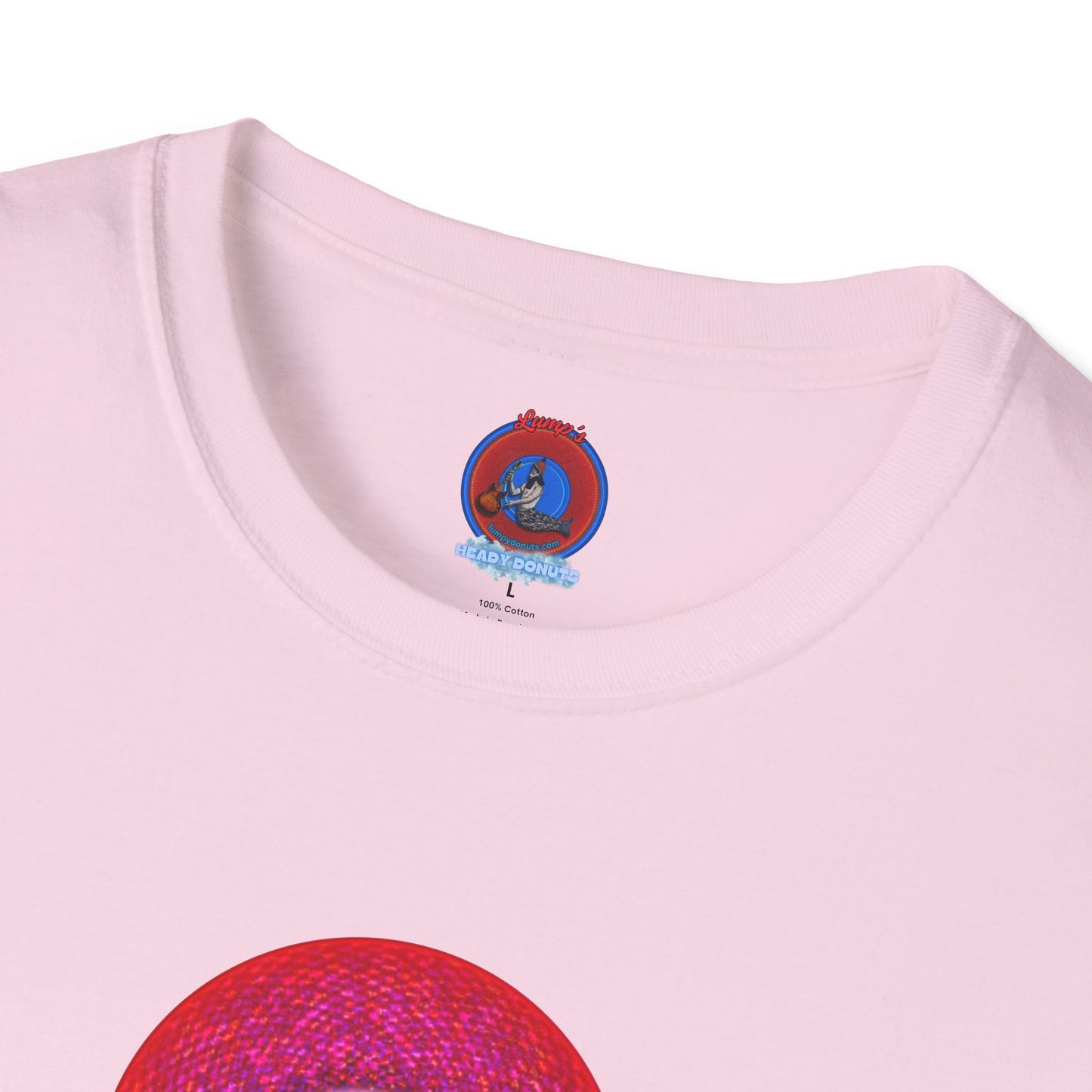 Classic Donut Tee - Unisex Soft-Style - "The Crystal Ballers Donut' - magenta pixilated donut