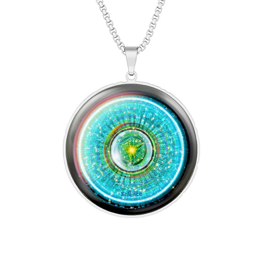 Lump's Heady Donut Necklace - 1" x 1" Stainless Steel Pendant - "Donut of Life Pendant - Tube Edition" - turquoise/teal tube donut - variant 3