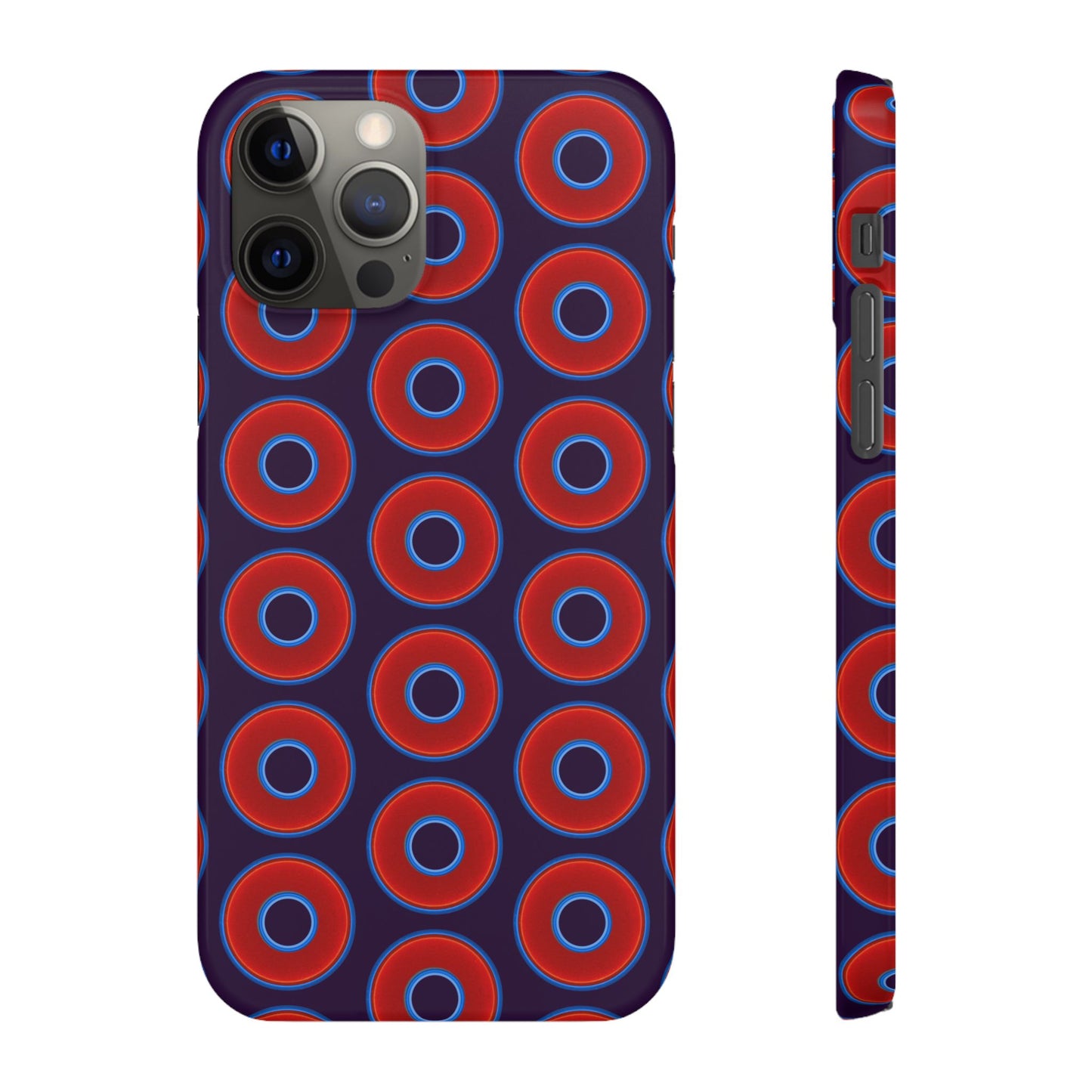 Lumpy Donut Snap Case - red vivid donut print w/midnight purple background