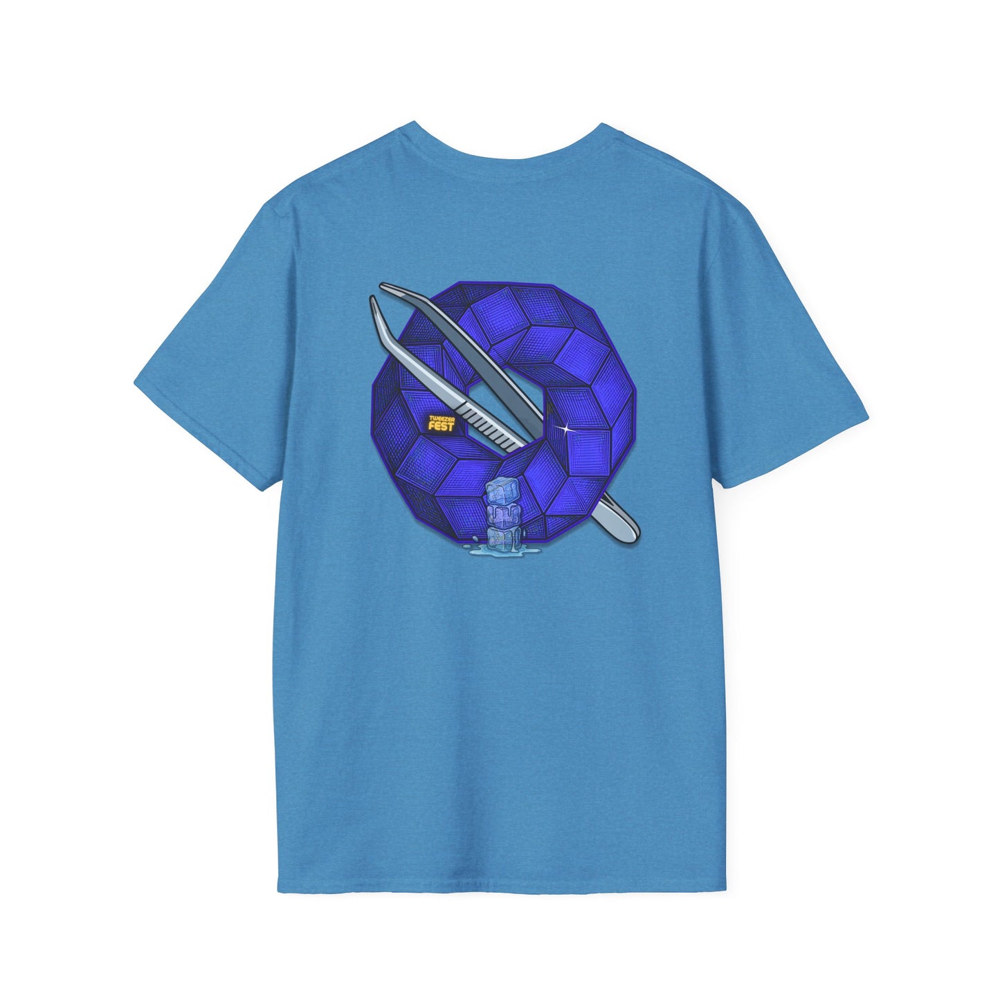 Classic Donut Tee - Unisex Soft-Style - "The Teasing Festivus Donut" - blue rustic cubed donut