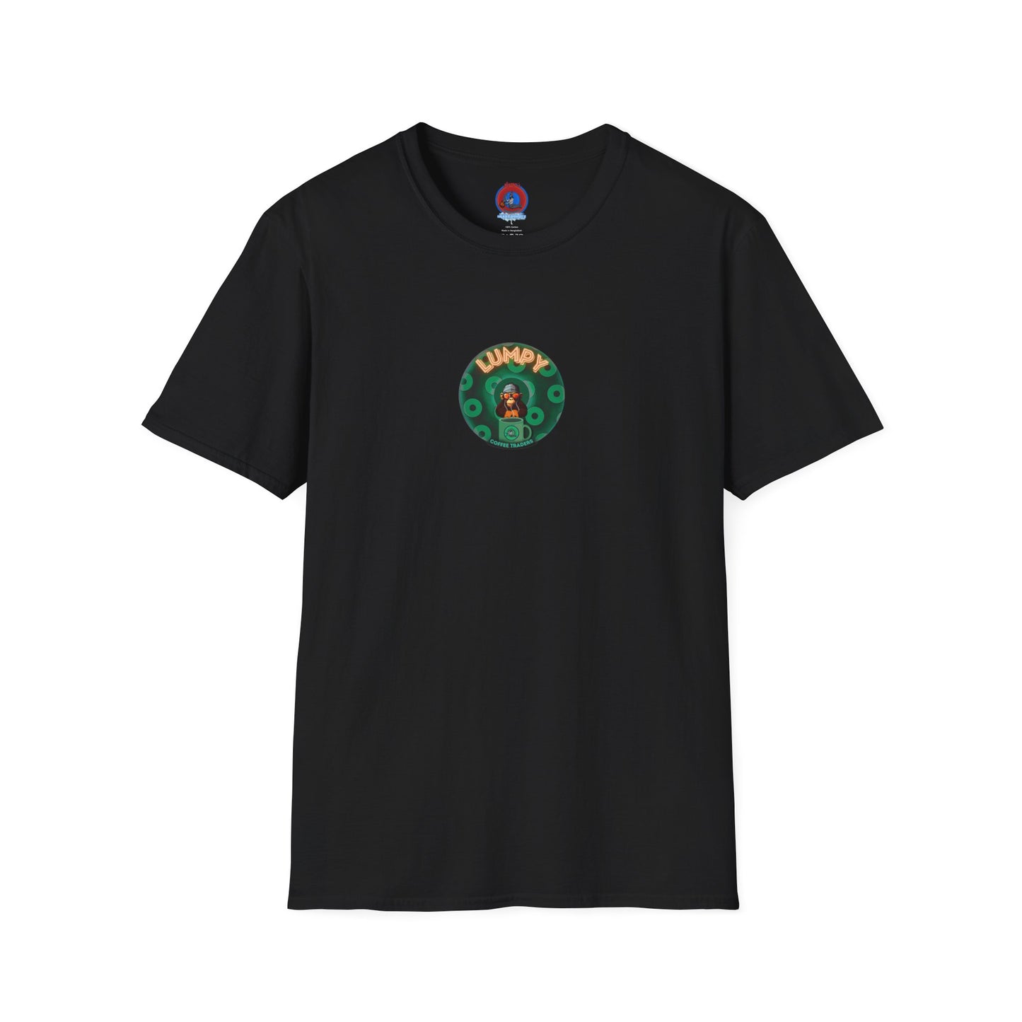 Lumpy Coffee Traders Tee - Unisex Soft-Style - "Taboo, taboot!" - paradoxical donut logo & Taboot print on back - variant 2 - logo front/taboo, taboot back