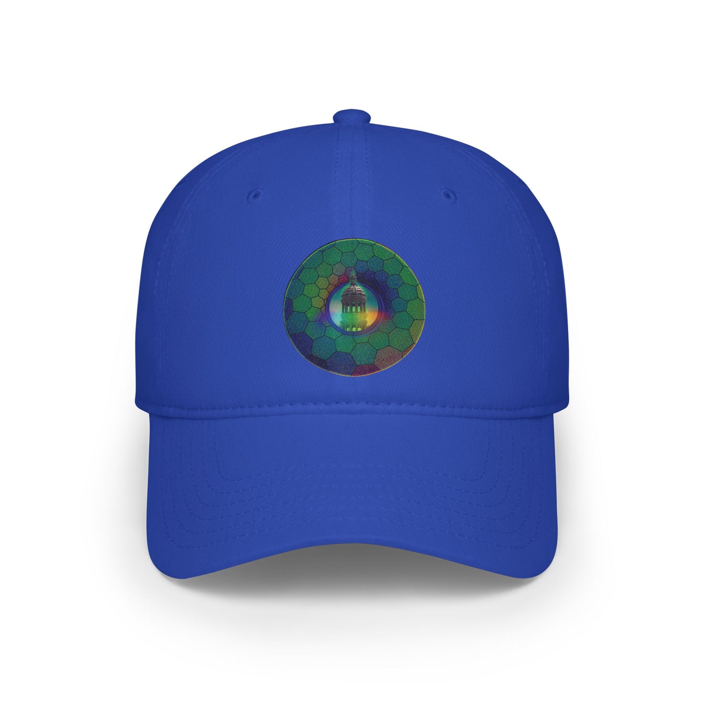 Lumpy Donut Baseball Cap - "Save Mondegreen City Hall" - variant 2 - green hexadonut w/