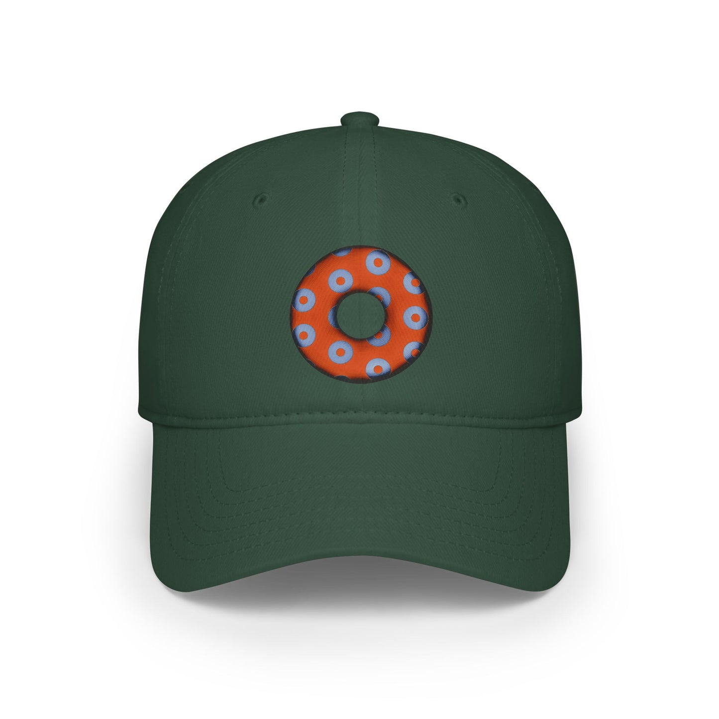Lumpy Donut Baseball Cap - "Plain [Mary] Jane" - paradoxical orange/light blue blimpy donut w/