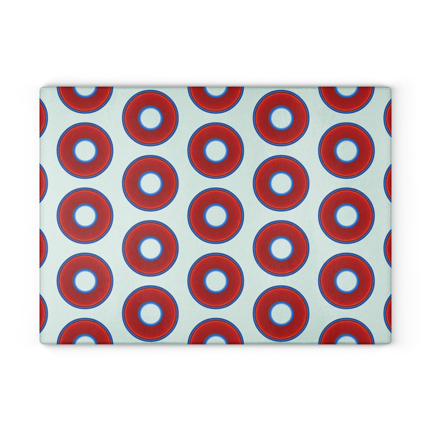 My Friend's Cutting Board - vivid red donuts w/white background