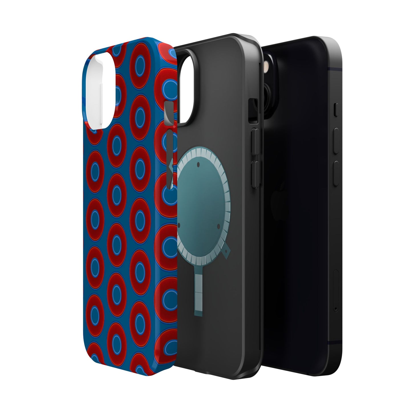 Magnetic Tough Donut Case - red vivid donut print w/wavy navy blue background