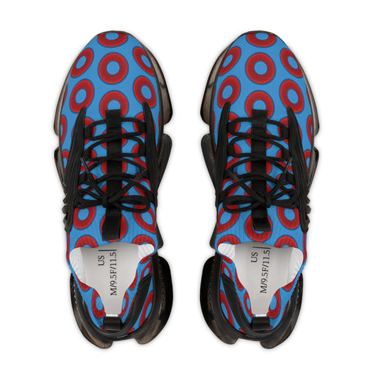 Donut Kicks - red vivid donut print w/sky royal blue background