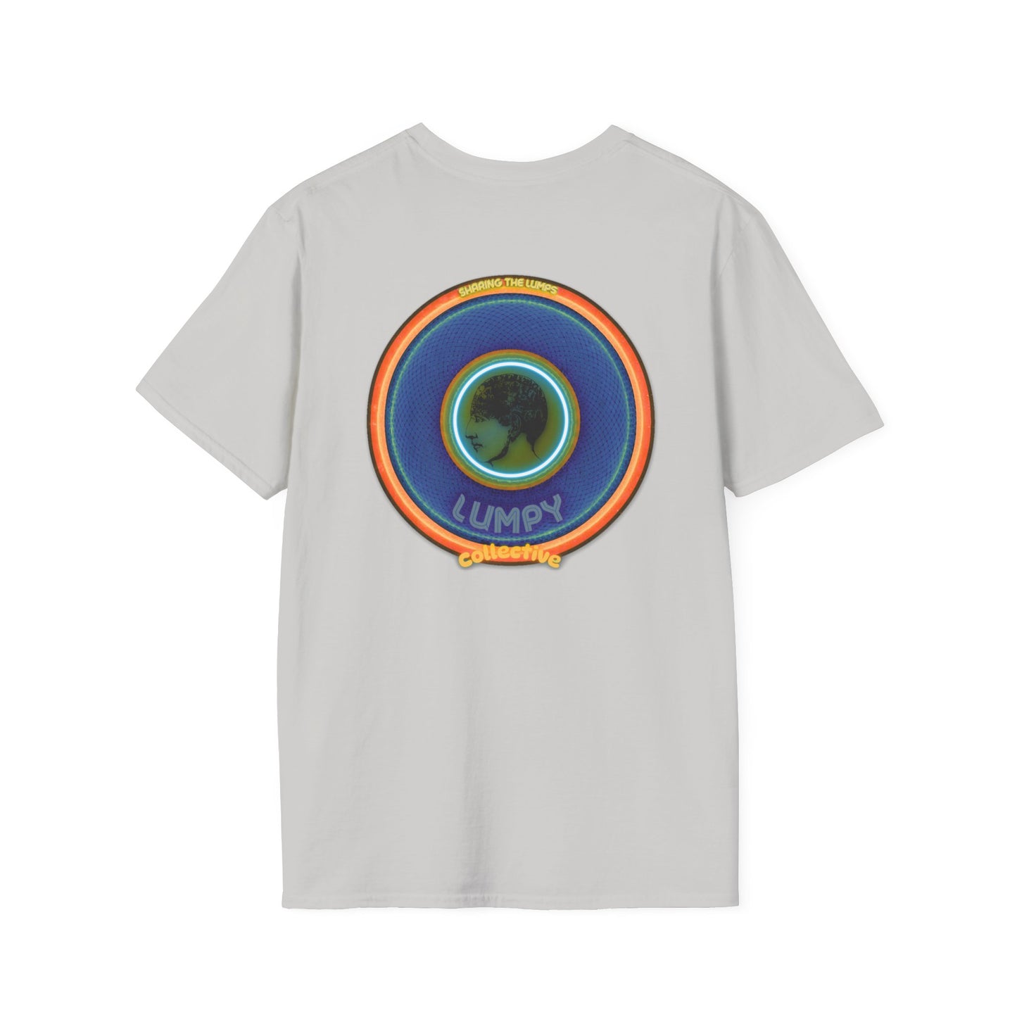 Classic Donut Tee - Unisex Soft-Style - "Lumpy Collective Donut" - blue/orange lumpy donut - variant 4