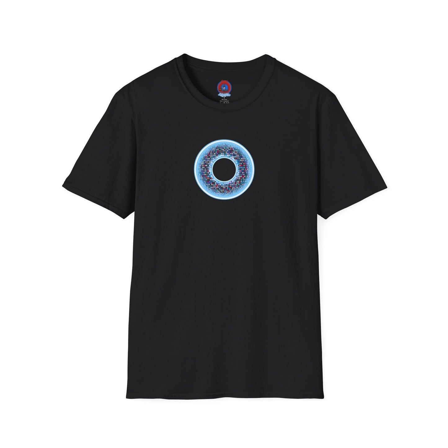 Classic Donut Tee - Unisex Soft-Style - "Microdot Donut" - light blue pixilated donut