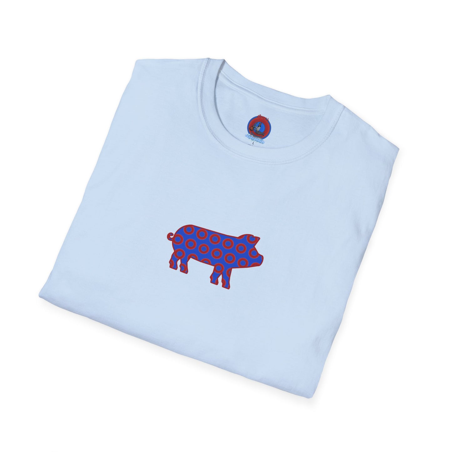 Classic Donut Tee - Unisex Soft-Style - "Guyute's Ugly Donut" - vivid red/blue donut pattern - variant 3