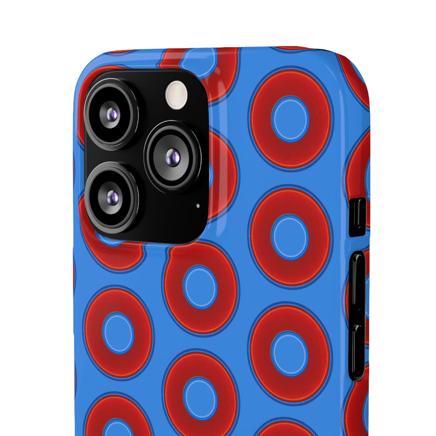Lumpy Donut Snap Case - red vivid donut print w/light royal blue background