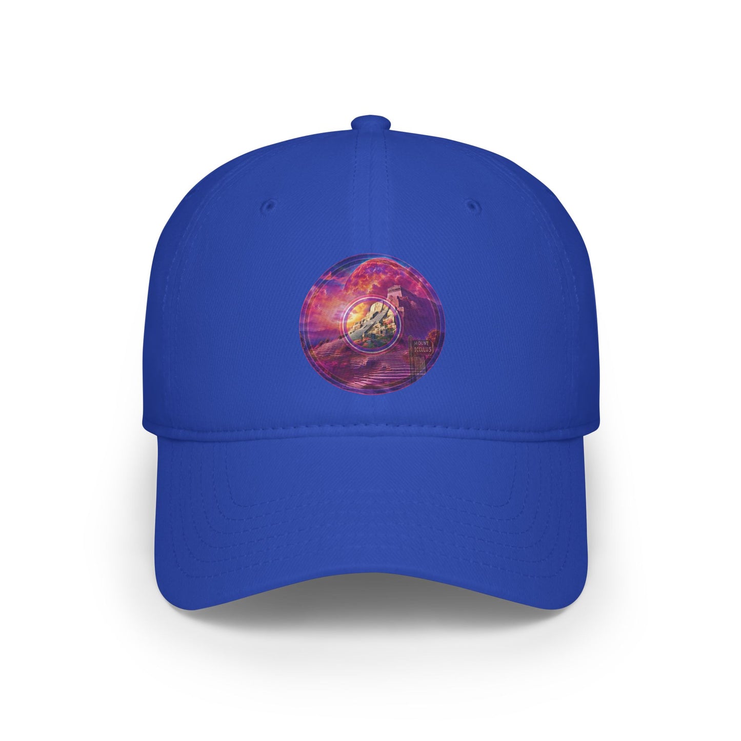 Lumpy Donut Baseball Cap - "Icculus Mountain Fresh Donut Cap" - purple/magenta pic donut w/