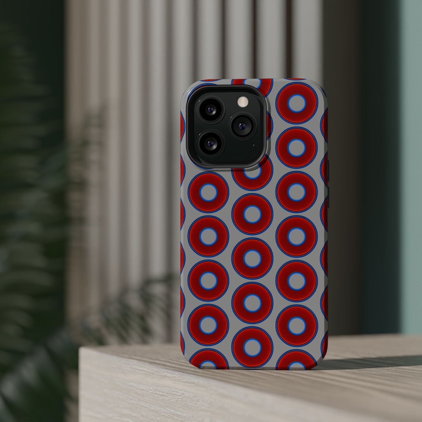 Magnetic Tough Donut Case - red vivid donut print w/light gray background