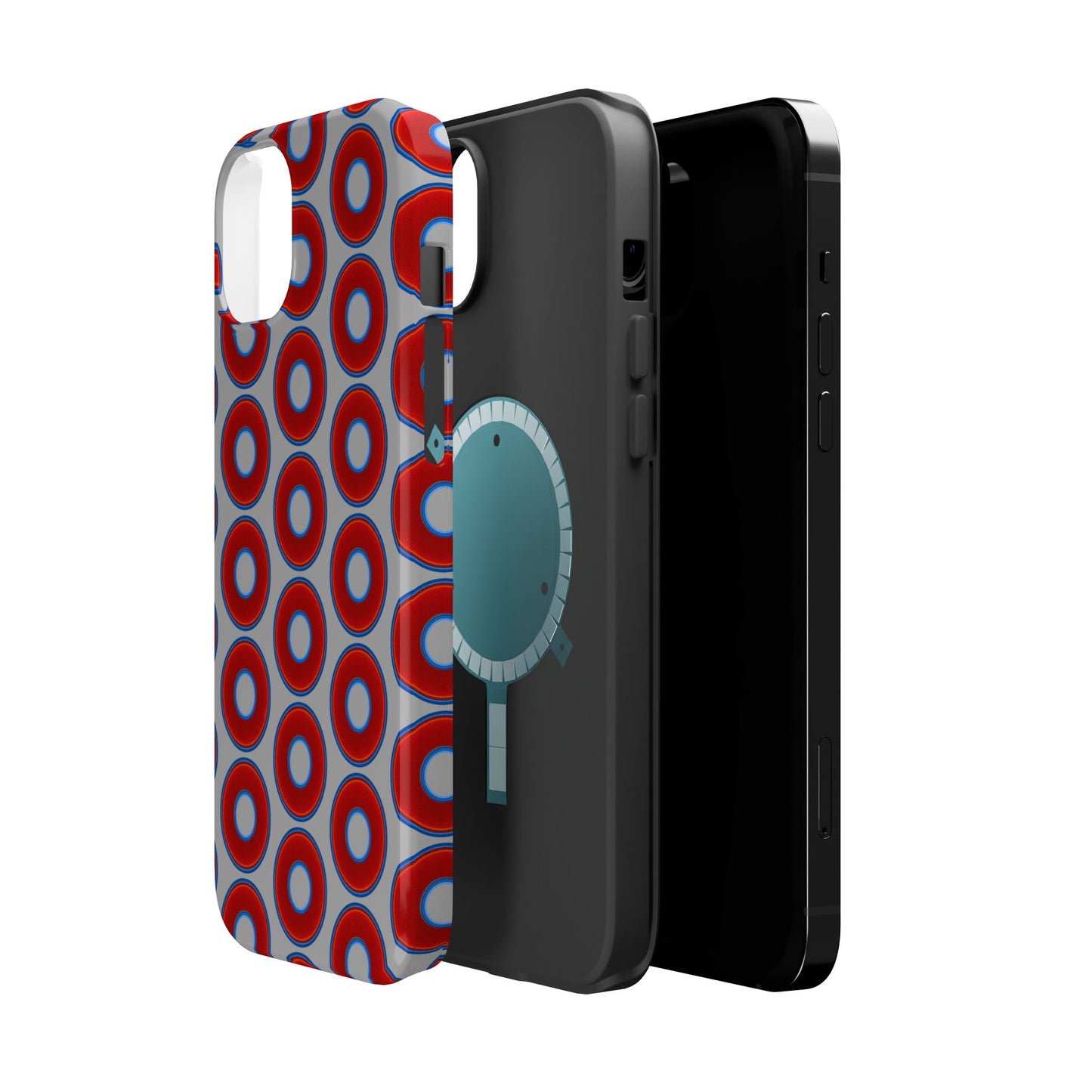 Magnetic Tough Donut Case - red vivid donut print w/light gray background