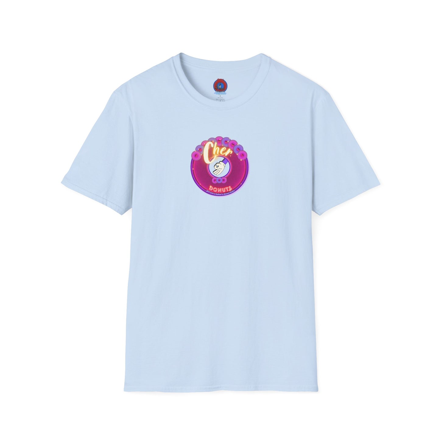 Classic Donut Tee - Unisex Soft-Style - "Chering is Caring Donut' - vivid magenta/purple donut