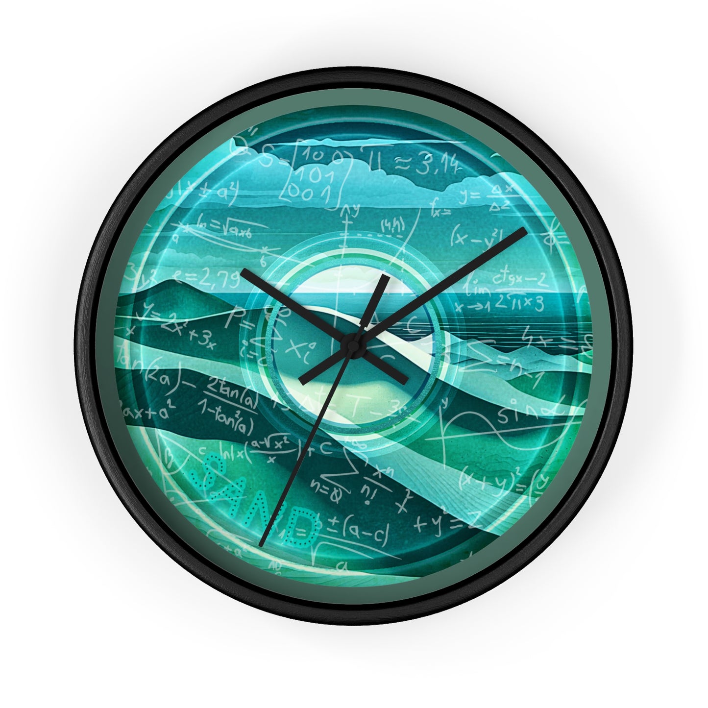 Lumpy Wall Clock - "The Equating Donut Clock" - vivid dark teal donut w/Fenway green background
