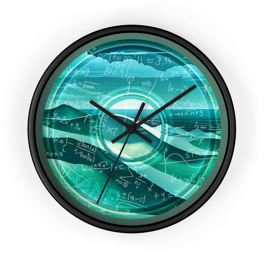 Lumpy Wall Clock - "The Equating Donut Clock" - vivid dark teal donut w/Fenway green background