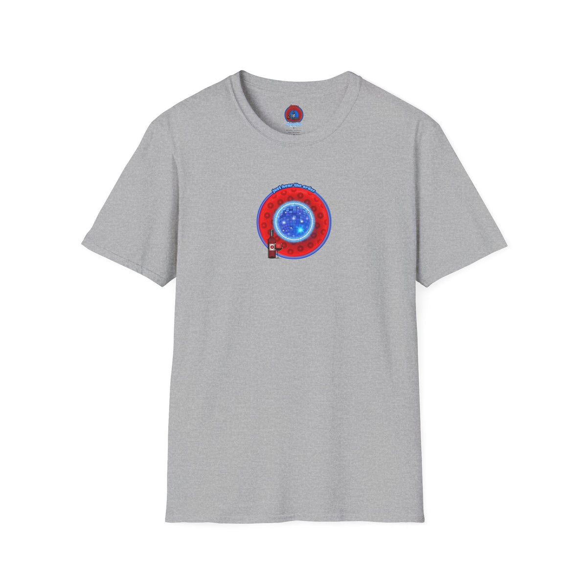 Classic Donut Tee - Unisex Soft-Style - "The Skipper's Donut" - red/blue paradoxical widemouthed donut - variant 1