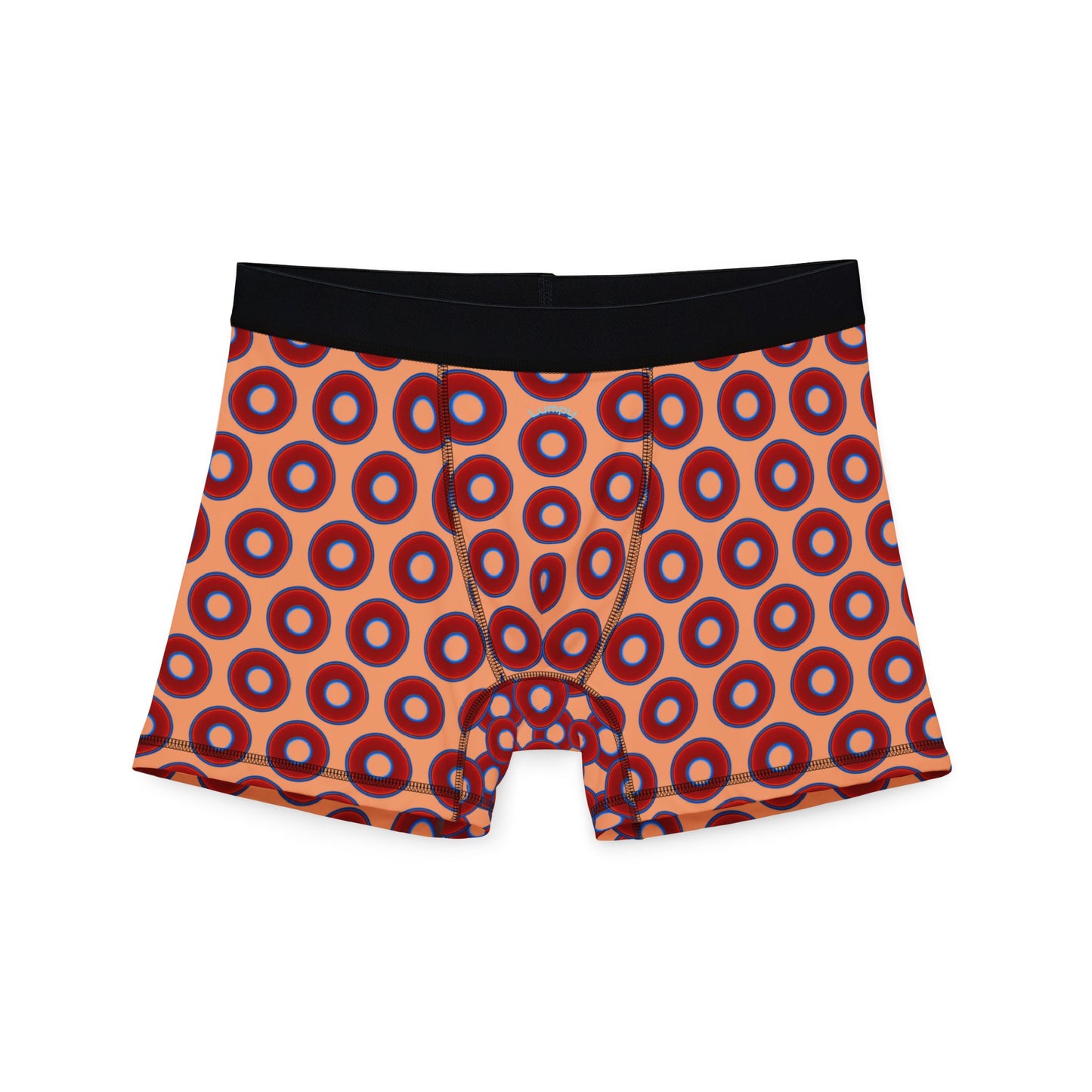 Men's Donut Boxers - red vivid donuts w/peach background