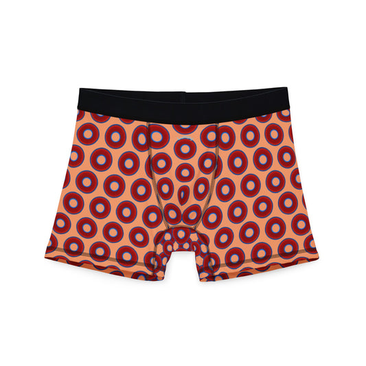 Men's Donut Boxers - red vivid donuts w/peach background