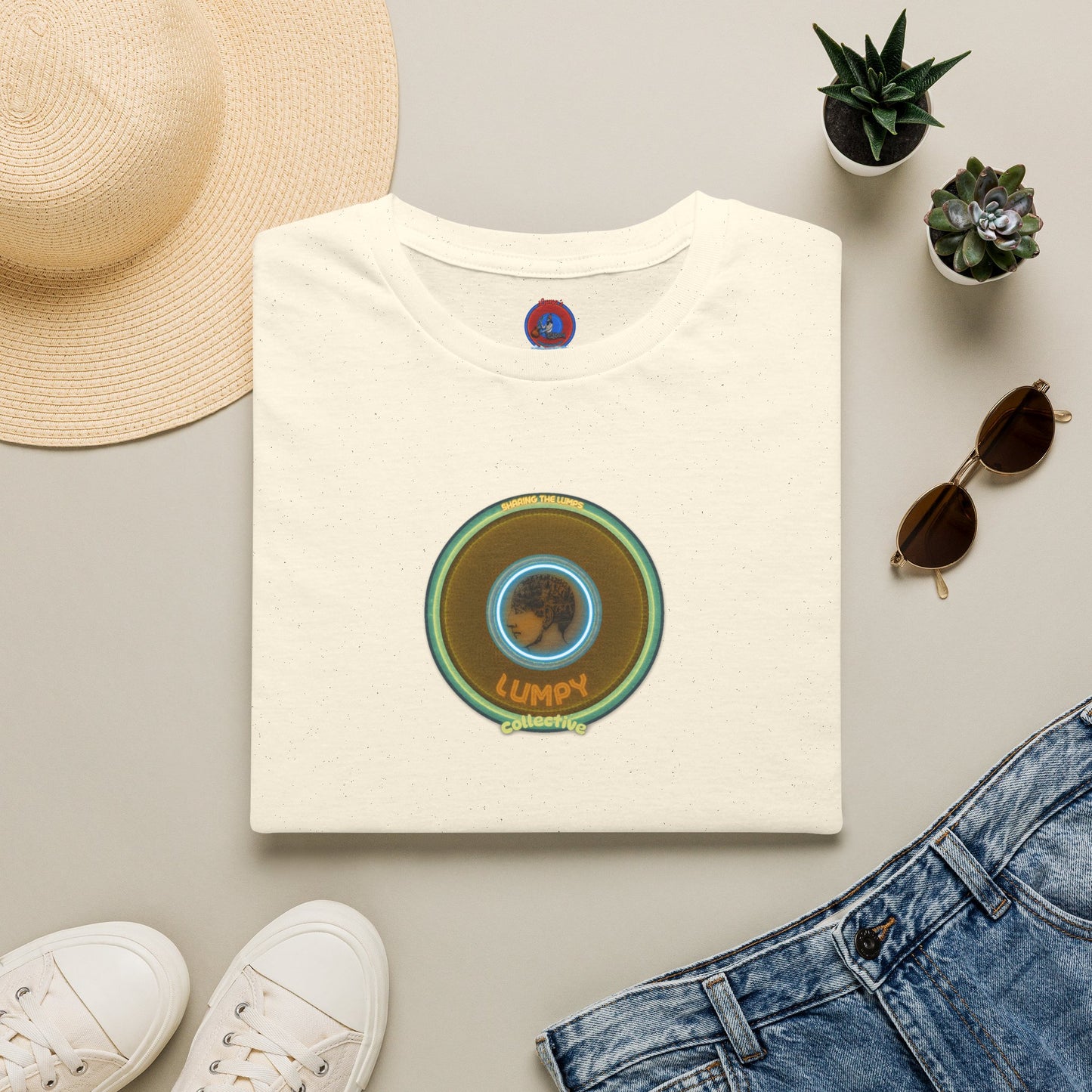 Classic Donut Tee - Unisex Soft-Style - "Lumpy Collective Donut" - bronze/green lumpy donut - variant 5