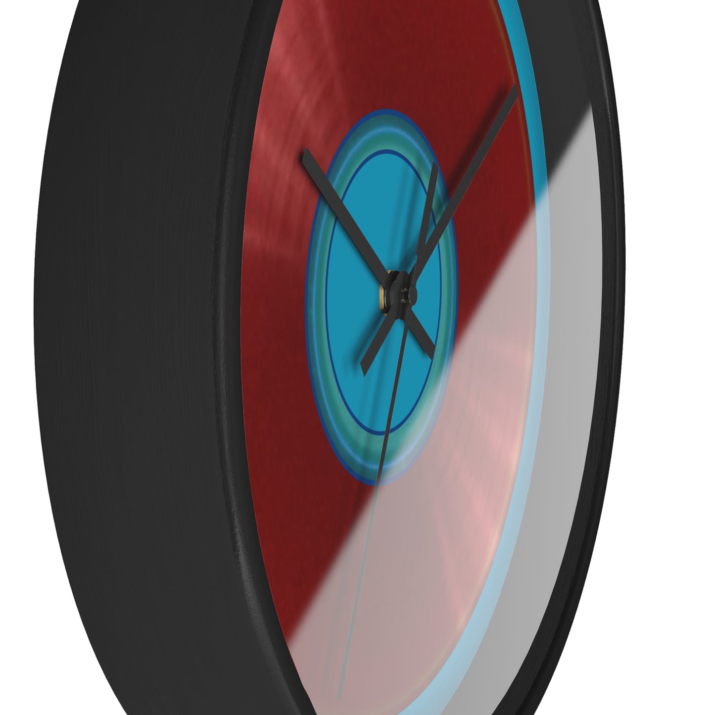Lumpy Wall Clock - "Plain Vivid Donut" - dark red donut w/aquamarine blue background