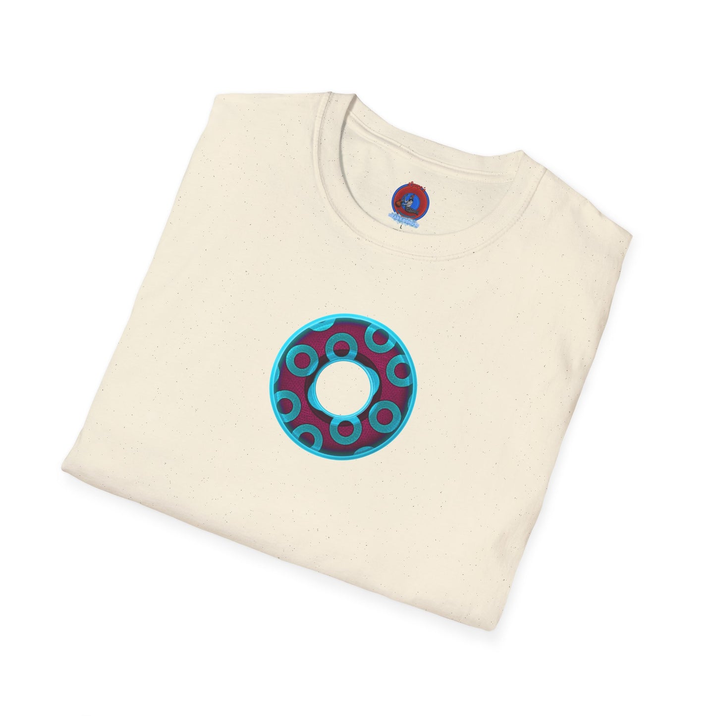Plain Donuts/Unisex Soft-Style - "Plain Rustic Paradoxical Donuts" - aquamarine/burgundy donuts