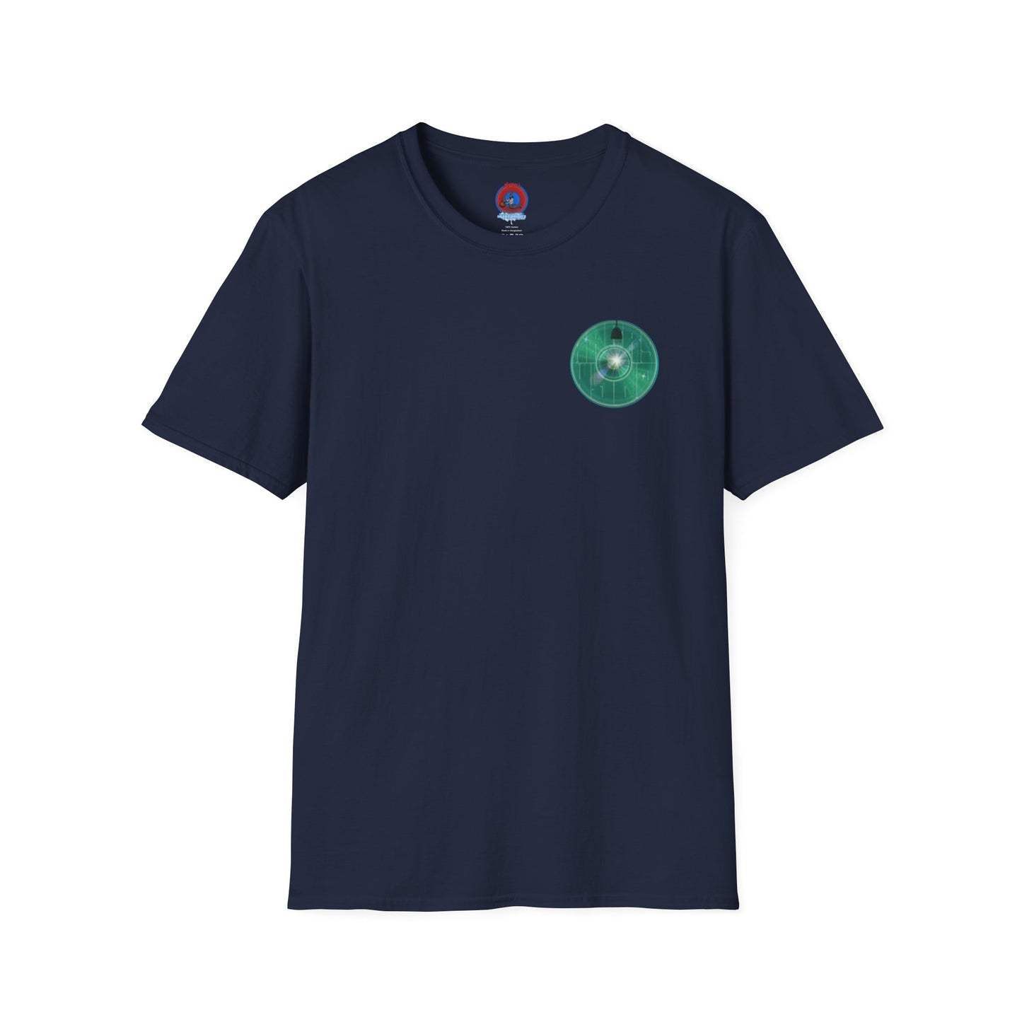 Classic Donut Tee - Unisex Soft-Style - "Harry's Hoodlum Donut" - series 1.0  - variant 4 - lights on/green donut(s)