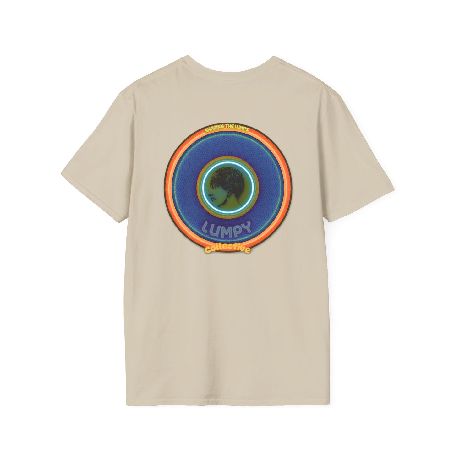 Classic Donut Tee - Unisex Soft-Style - "Lumpy Collective Donut" - blue/orange lumpy donut - variant 4