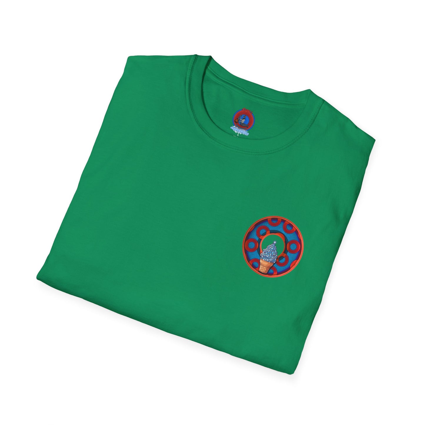 Classic Donut Tee - Unisex Soft-Style - "We All Scream It's ICE Cream" - blue/red rustic paradox donut