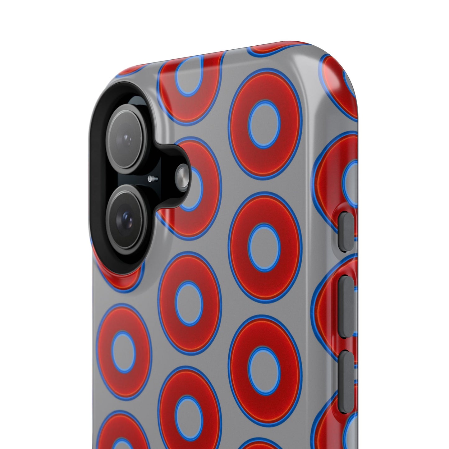 Impact-Resistant Lumpy Donut Case - red vivid donut print w/gray background