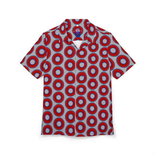 Wilson's 'Epic Hawaiian-Punch' Shirt - vivid red donut print w/light gray background [unisex]