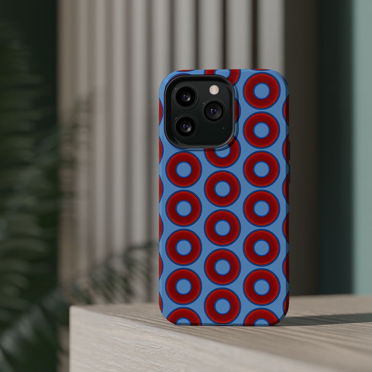 Magnetic Tough Donut Case - red vivid donut print w/light blue background
